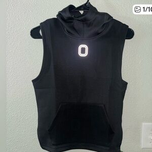 Overtime Black Sleeveless Hoodie with Front Pocket